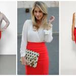 девушки в красной юбке-карандаш