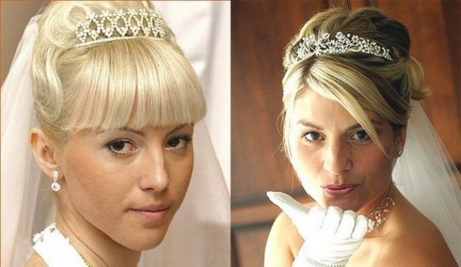 Прическа с фатой и диадемой