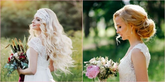 Простые локоны и пучки для новобрачной