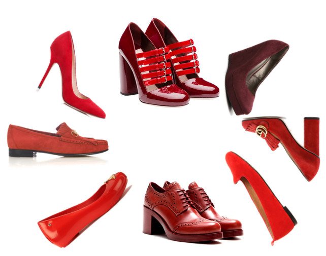 С чем носить красные туфли фото
