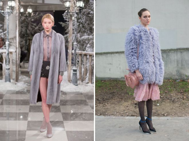 серая шуба с чем носить