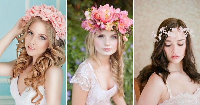 свадебные венки на голову из искусственных цветов