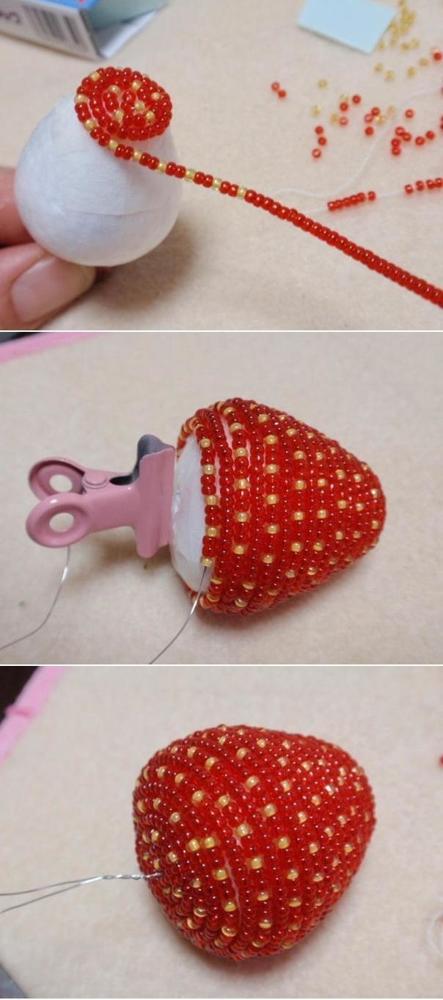 Клубника из бисера в пошаговом мастер-классе для начинающих и схемах плетения